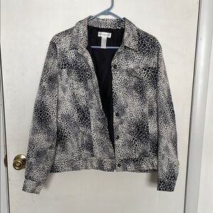 Coldwater Creek Black and White Animal Print silk Jacket